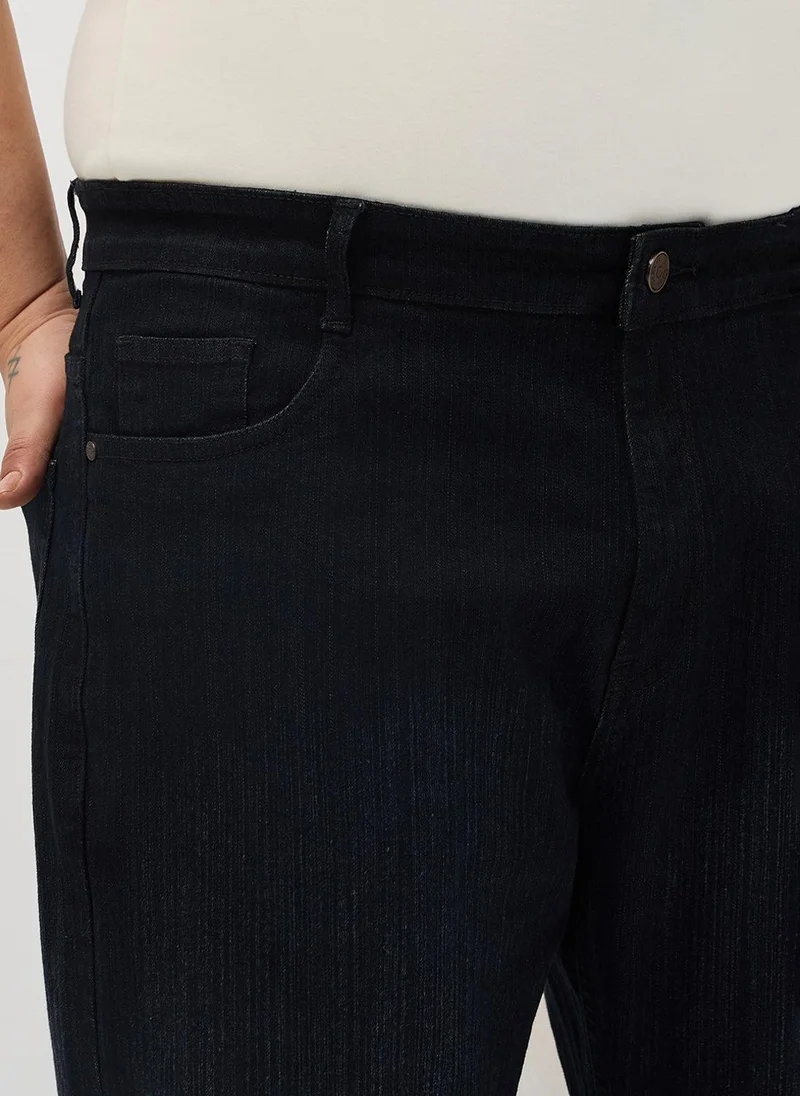 Urbano Fashion  Urbano Plus Men's Black Straight Fit Washed Denim Jeans Stretchable for Men | Best Price UAE